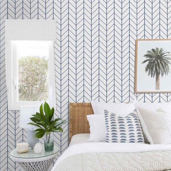 LXCREAT Removable Wallpaper Forgiving Blue and White Stripes Peel and Stick Wallpaper 17.71" X 118" Modern Self Adhesive Vinyl for Home