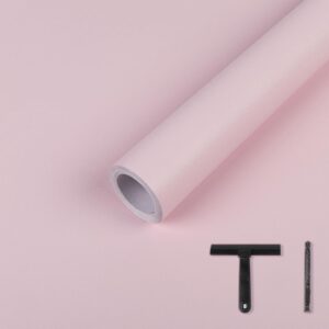 LXCREAT Pink Peel and Stick Wallpaper, Pink Contact Paper 17.71in×118in, Self Adhesive Removable Wallpaper Vinyl Waterproof for Girls Bedroom Furniture with Scraper, Paper Cutter