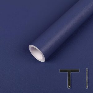 LXCREAT Blue Matte Peel and Stick Wallpaper Solid Color Removable Self Adhesive Wallpaper, Vinyl Film Waterproof Contact Paper for Bedroom with Scraper, Paper Cutter 17.71in×118in